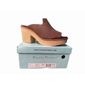 Pierre Dumas Womens CLUE-5 Clog Open Toe & Heel Brown Faux Suede Size 7 NEW
